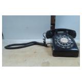 Black Rotary Dial Telephone with Coiled Cord