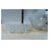 Cut Glass Punch Bowl With 18 Matching Cups