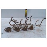 9 Metal Wall-Mounted Coat Hooks with Triangular Ba