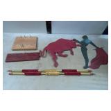 Matador and Bull Metal Wall Art with Display Stand