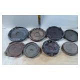 Eight Carved Wooden Ashtrays in Various Styles