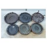 Six Wooden Ashtrays in Various Styles and Sizes