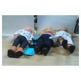Three 18-Inch Dolls with Outfits and Accessories