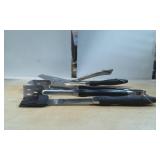 Stainless Steel Grill Tools with Black Handles