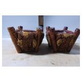 Rustic Wood and Pinecone Decorative Planters with