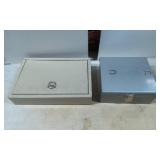 Two Metal Security Boxes with Keys and Storage Fea