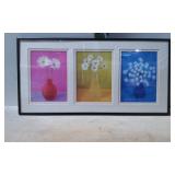 Framed Set of Three Floral Art Prints with Text: B