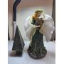 Fiber Optic Angel Figurine with Harp and Wooden Ch