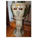 Rare Roseville Mostique Jardiniere with base