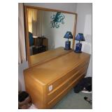 Nine drawer dresser with mirror