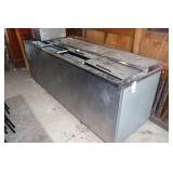Stainless steel prep table & four door cooler