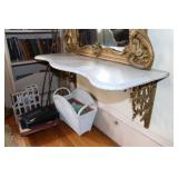 Pottery & Art Deco Lamp, Marble Shelf