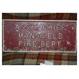 Mansfield Fire Dept. Plaque Mansfield Fire Dept. Plaque