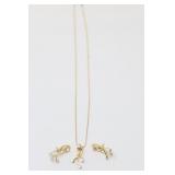 14K Gold Earrings & Necklace Set