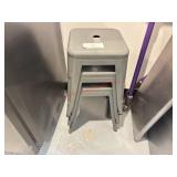 (3) METAL STOOL-CHAIRS - GREY