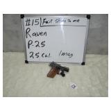 Raven Arms Mdl P-25 Cal 25 Auto S/N 233472
