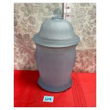VTG INDIANA GLASS FROSTED BLUE SATIN JAR