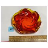 Vtg Amberina Fenton Swirl Ashtray