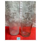 Vtg Ribbed Quart Glass Jugs