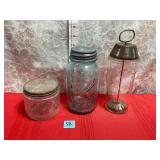 Vtg Glass Jars&Malt Mixer