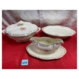 Vtg TaylorSmithTaylor Tureen,Gravy Dish&Bowl
