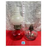 TWO VINTAGE KEROSENE LAMPS SEE ALL PICTURES