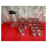 Vtg Dorothy Thorpe Pitcher & Drinking glasses