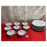 VTG LEFFTON CHINA SNACK PLATE&CUPS (8)