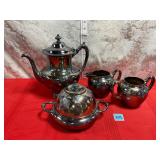 Vtg Silverplated Teapot,Creamer&Sugar Bowl
