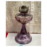 ANTIQUE AMETHYST KEROSENE OIL LAMP, SEE ALL PICS