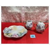 Vtg Nippon Plate&Enesco Sugar&Creamer Set