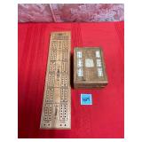 Wood Carved Foldable Cribbage& Vtg Lowe Cribbage