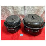 VTG ENAMEL ROASTING PANS
