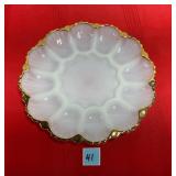 Vtg. Anchor Hocking Fire King Milk Glass Egg Plate