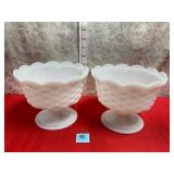 VTG. MILK GLASS PEDESTAL BOWLS