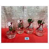Vtg. 4 Holly Hobbie Christmas glasses, Coca-Cola