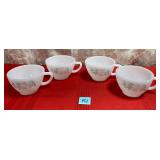 VTG SET OF FOUR FEDERAL MILK GLASS CLOVER CUPS