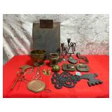 Vtg. Copper clip board,brass items&more