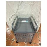 Glass on metal utility drawer w/wheels