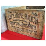 VTG WOODEN CRATE "SAFE HOME  MATCH"