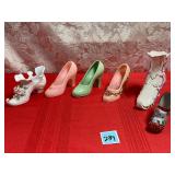 vtg. collection of plastic and porcelain shoes