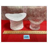 VTG. MILK AND CLEAR GLASS HATS