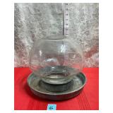 VTG. SANA-FOUNT GLASS CHICKEN WATERER