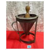 Antq Cone Strainer Food Mill w/ wooden pestle