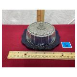 Vtg Imperial Glass cobalt blue covered cheese dish