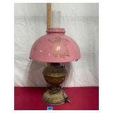 Vtg Meteor Lamp w/pink Milkglass shade-needs