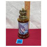 Amber glass kerosene oil lamp 'Religious'