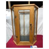 Vtg. Hexagon Glassed oak display case