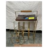 Vtg. Brass rolling smoking stand & Ceramic ashtray