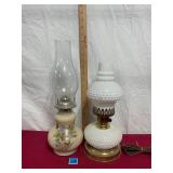 Vtg Milkglass Hobnail Lamp&Kaadan Ltd Oil Lamp